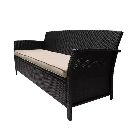 GDFStudio Raina 73 Outdoor Wicker 3 Seater Sofa with Cushion