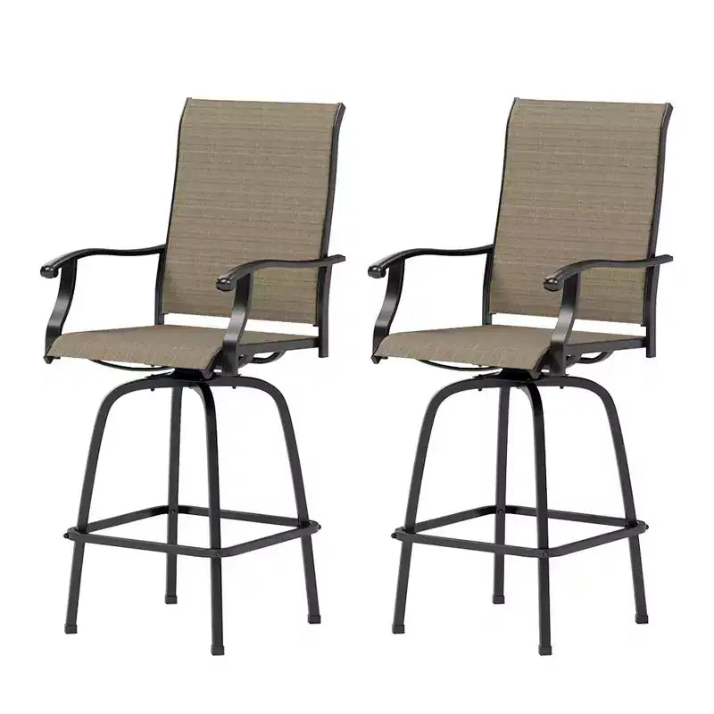Tabouret de bar d'extérieur respirant avec accoudoirs en forme de vague et base renforcée.