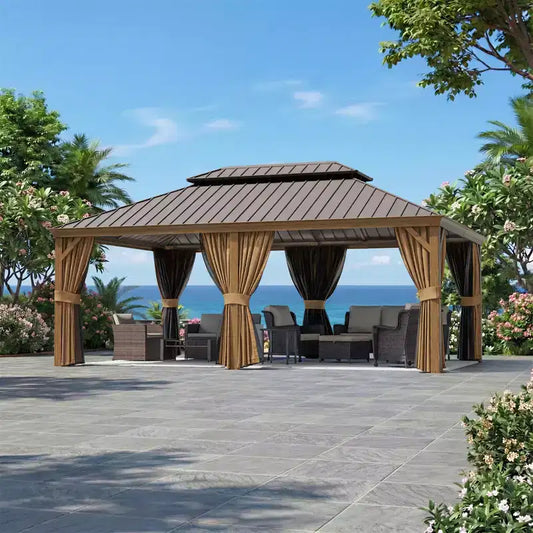 UPTIOT 20'x14' Heavy-Duty Aluminum Gazebo: 2100LBS Capacity, 54mph Windproof & Triple-Layer Curtain System