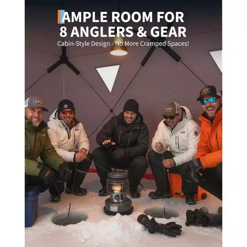 Tente de pêche sur glace pop-up, Abri de pêche sur glace isolé et coupe-vent avec tissu 3 couches et ancres, cordes, Tente portable de style moyeu pour la pêche hivernale