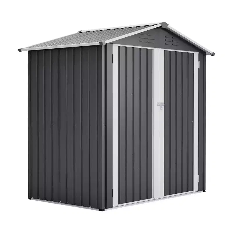 Abri de jardin métallique avec porte verrouillable et ventilation, étanche, pour outils de jardin