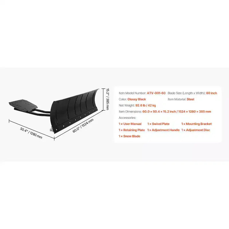 Kit de chasse-neige, universel 60 po