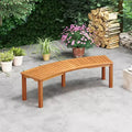Costway 1/4 PCS Outdoor Curved Bench with Slatted Seat Solid Acacia Wood for Yard