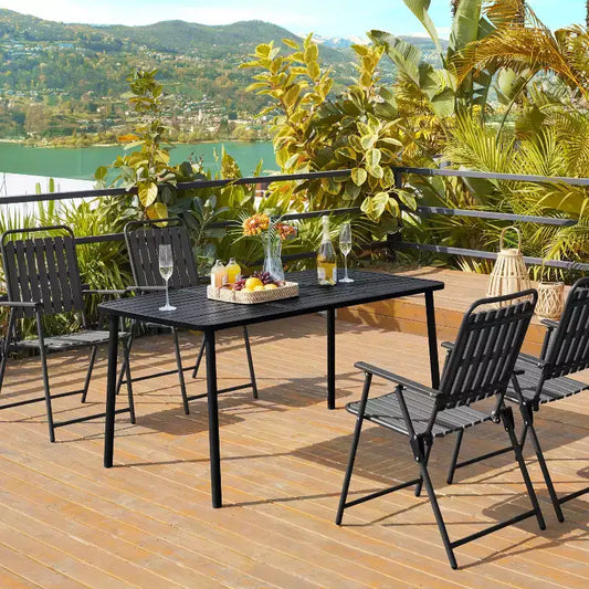 Table de salle à manger noire d'extérieur
