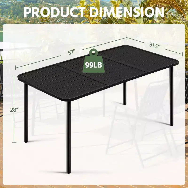 Table de salle à manger noire d'extérieur