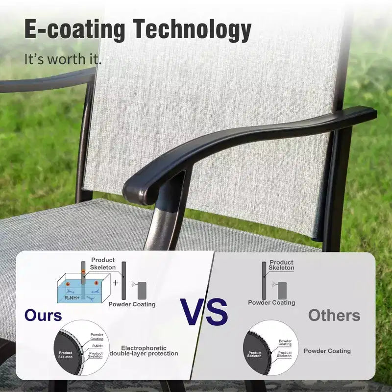 Tabouret de bar d'extérieur respirant avec accoudoirs en forme de vague et base renforcée.