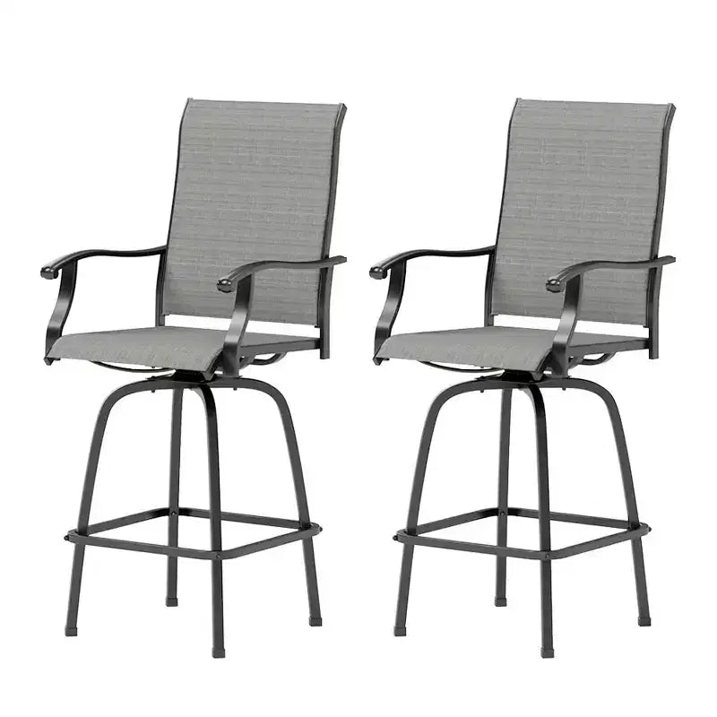Tabouret de bar d'extérieur respirant avec accoudoirs en forme de vague et base renforcée.