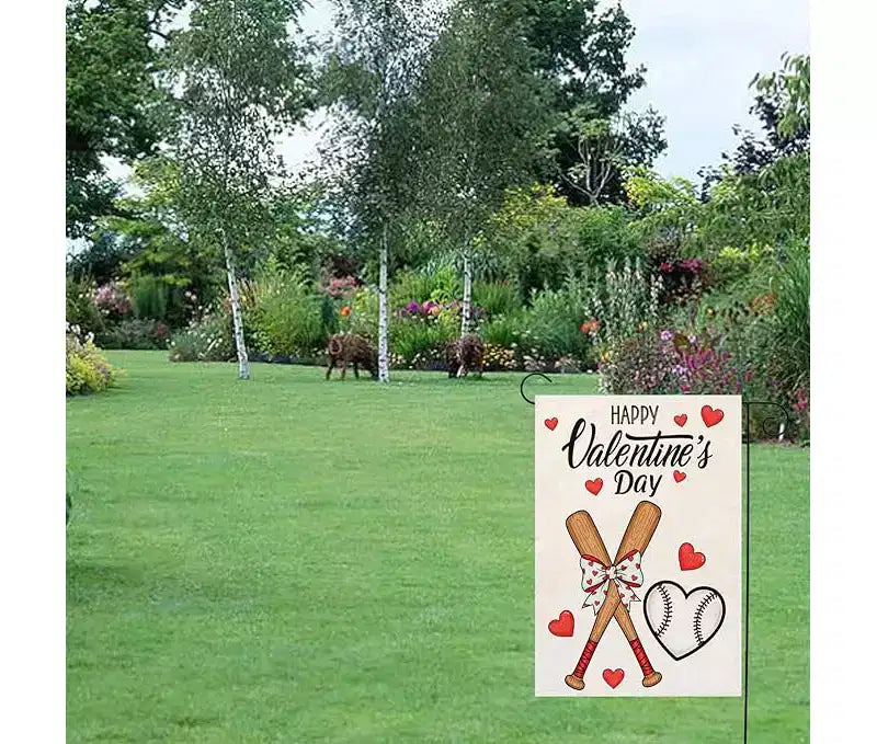 Drapeau de jardin, motif cœur, drapeau de bienvenue pour cour, drapeau d'anniversaire, drapeau de fête de mariage