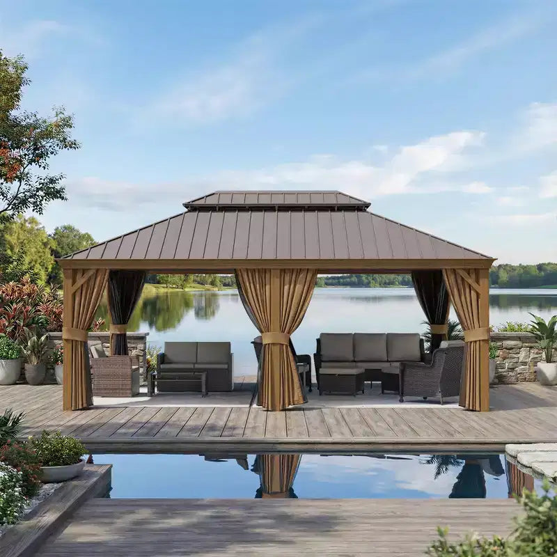 Gazebo en aluminium robuste : Capacité de 2100 livres, résistant au vent (87 km/h) et système de rideaux à triple épaisseur