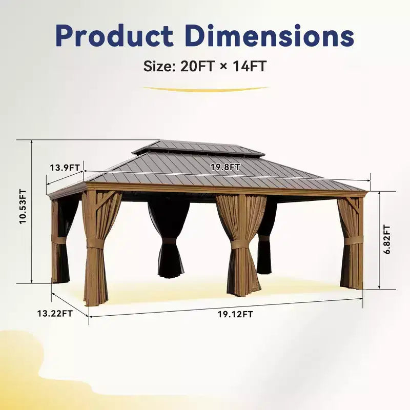Gazebo en aluminium robuste : Capacité de 2100 livres, résistant au vent (87 km/h) et système de rideaux à triple épaisseur