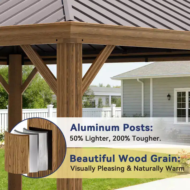 Gazebo en aluminium robuste : Capacité de 2100 livres, résistant au vent (87 km/h) et système de rideaux à triple épaisseur