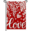 Lomsoe Valentines Day Garden Flag White Floral Heart Yard Flag Anniversary Wedding Flag Valentines Gift Valentines Decor Single Side 12x18 Inch