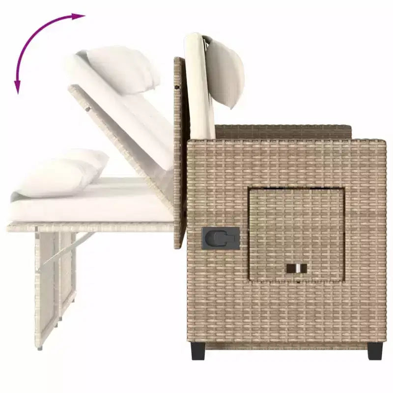 Banc de jardin rembourré de style chaise longue