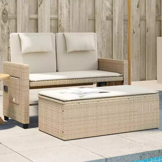 Banc de jardin rembourré de style chaise longue
