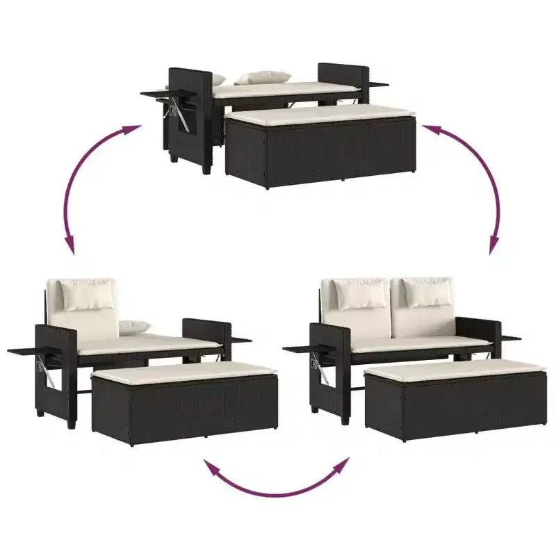 Banc de jardin rembourré de style chaise longue