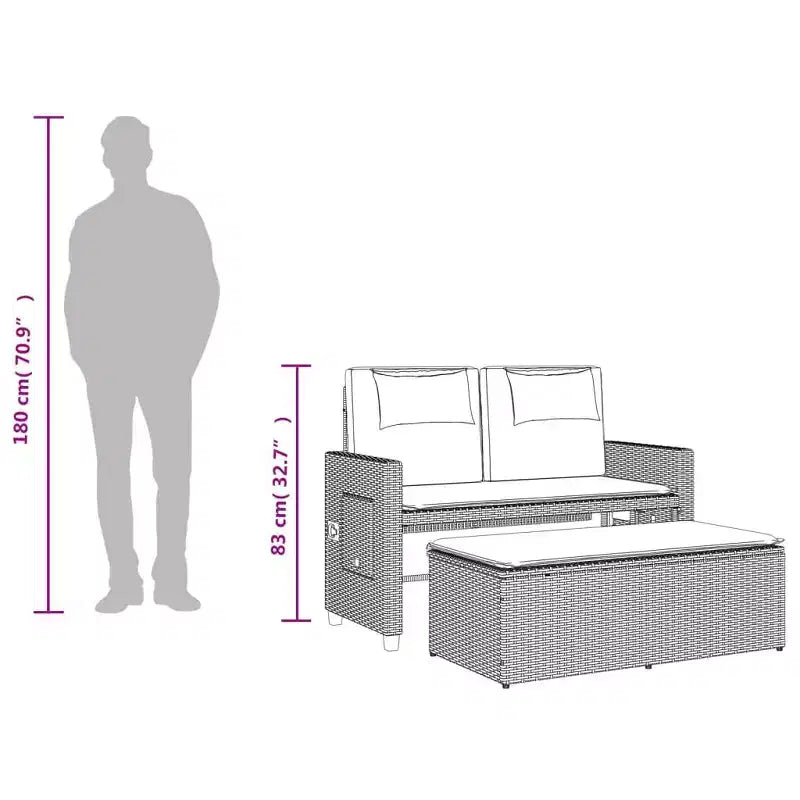 Banc de jardin rembourré de style chaise longue
