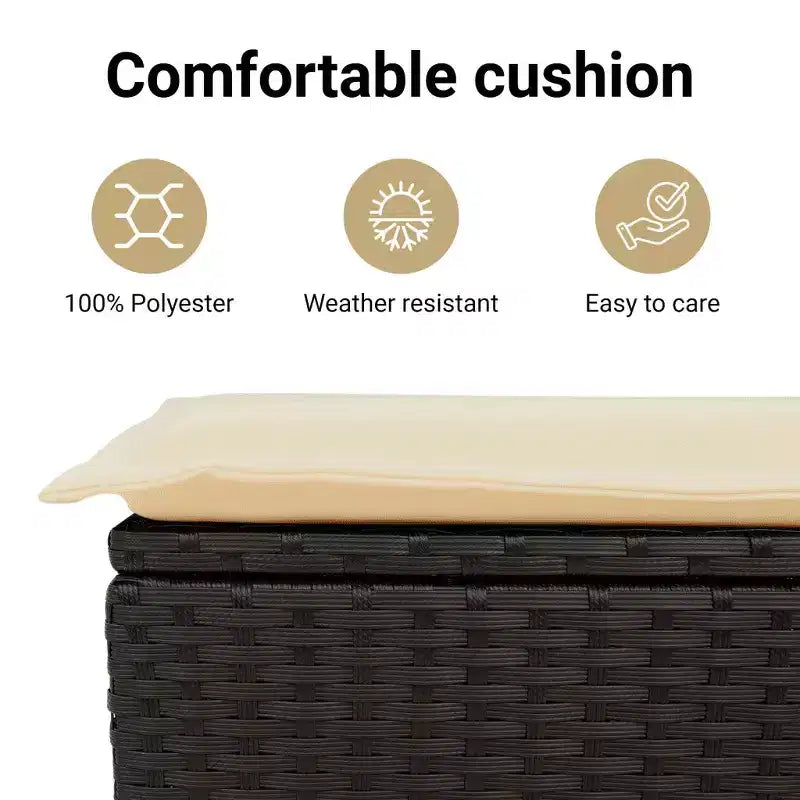 Banc de jardin rembourré de style chaise longue