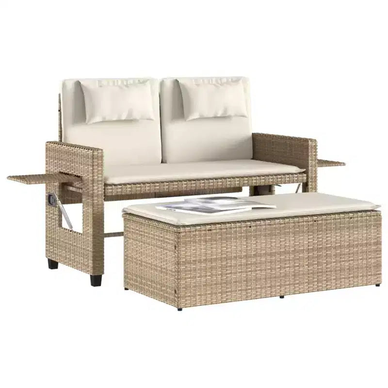 Banc de jardin rembourré de style chaise longue