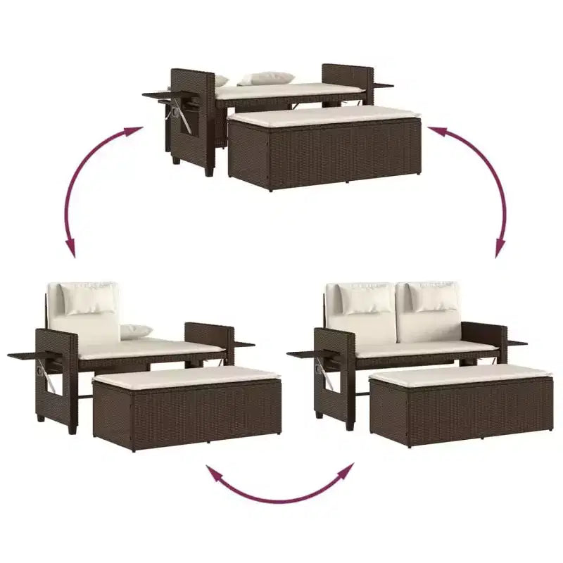 Banc de jardin rembourré de style chaise longue
