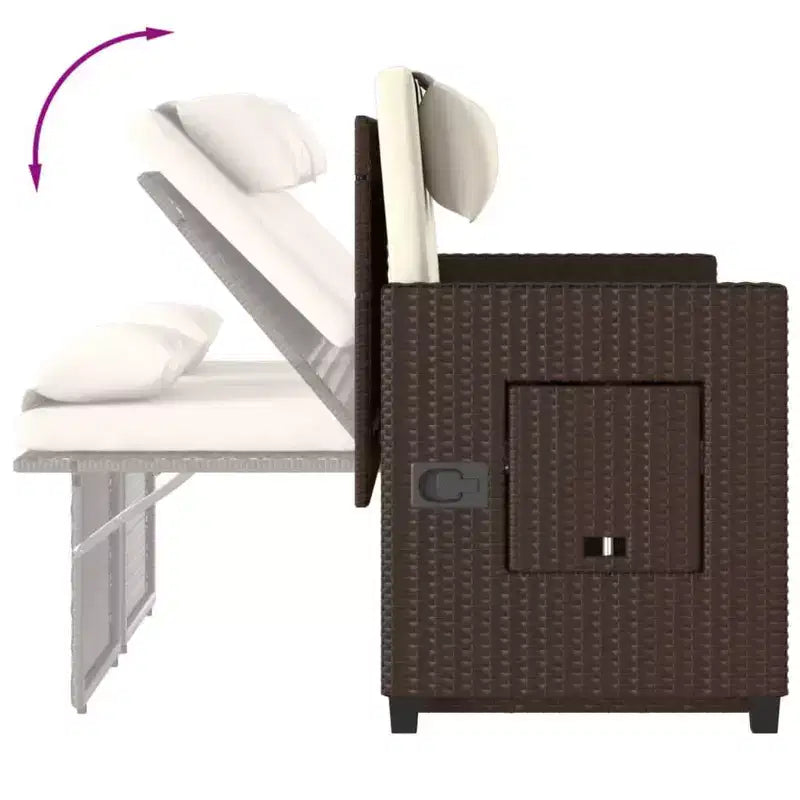 Banc de jardin rembourré de style chaise longue