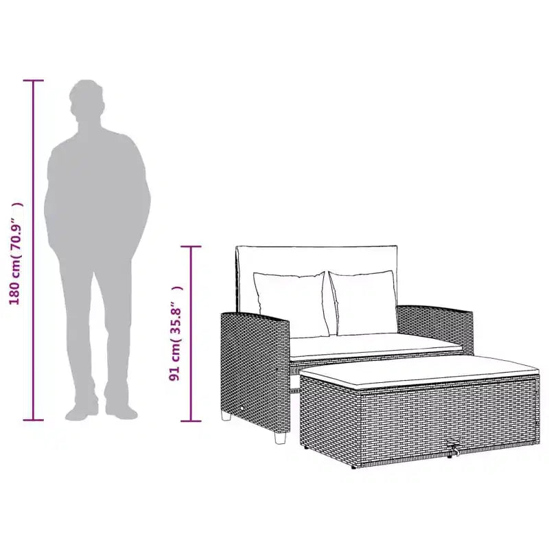 Banc de jardin rembourré de style chaise longue