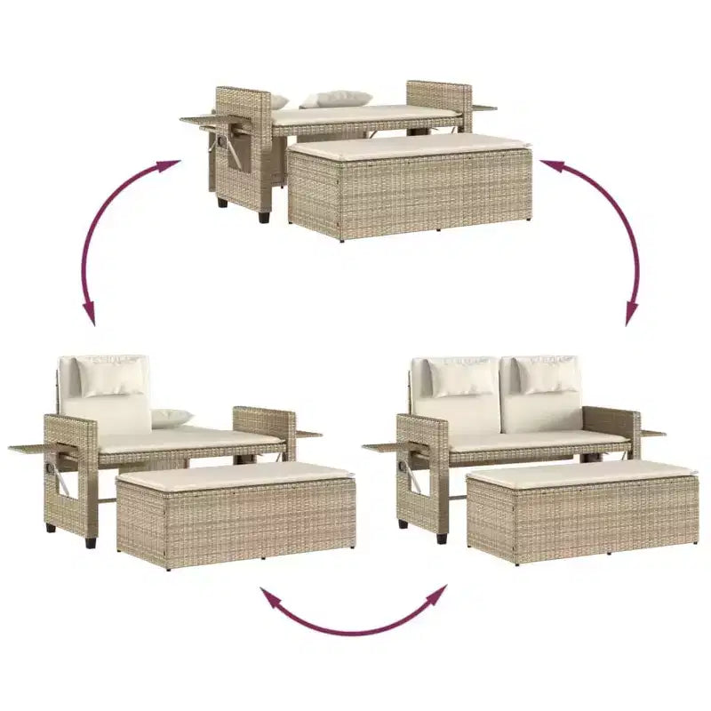 Banc de jardin rembourré de style chaise longue