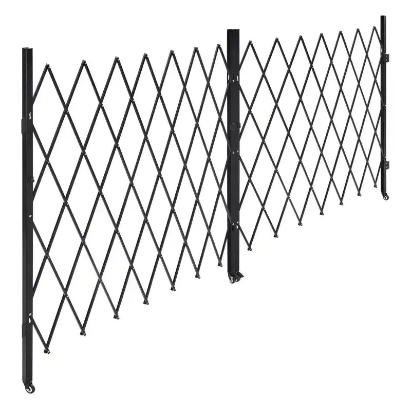 VEVOR Double Folding Security Gate, Lockable Scissor Gate with 360 Swivel Casters, 145.67 x 86.81 in (W x H), Black