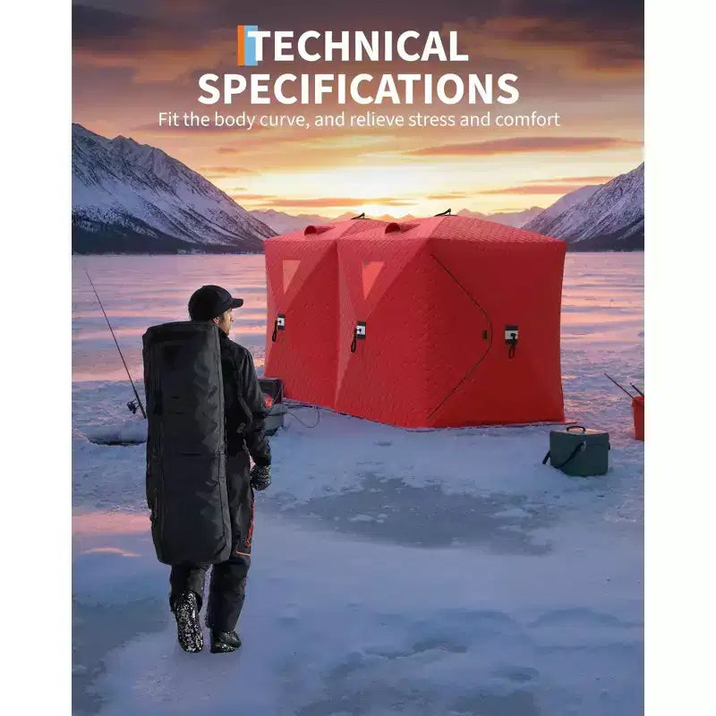 Tente de pêche sur glace pop-up, Abri de pêche sur glace isolé et coupe-vent avec tissu 3 couches et ancres, cordes, Tente portable de style moyeu pour la pêche hivernale