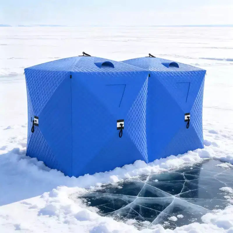 Pop-Up Ice Fishing Tent, Windproof Insulated Ice Shanty with 3-Layer Fabric & Anchors, Ropes, Portable Hub-Style Tent for Winter Fishing
