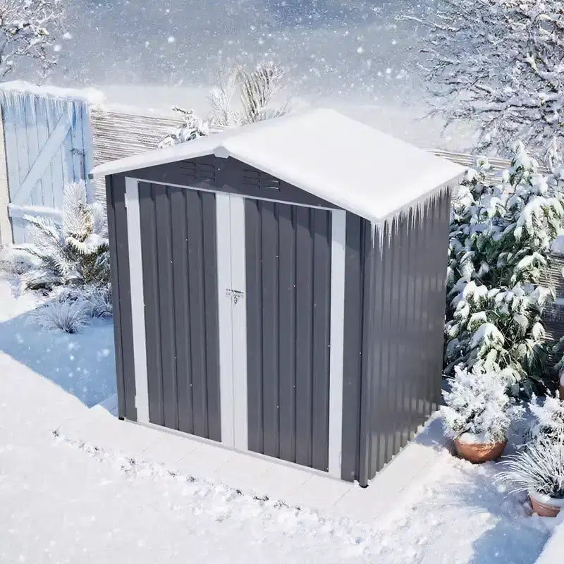 Abri de jardin métallique avec porte verrouillable et ventilation, étanche, pour outils de jardin
