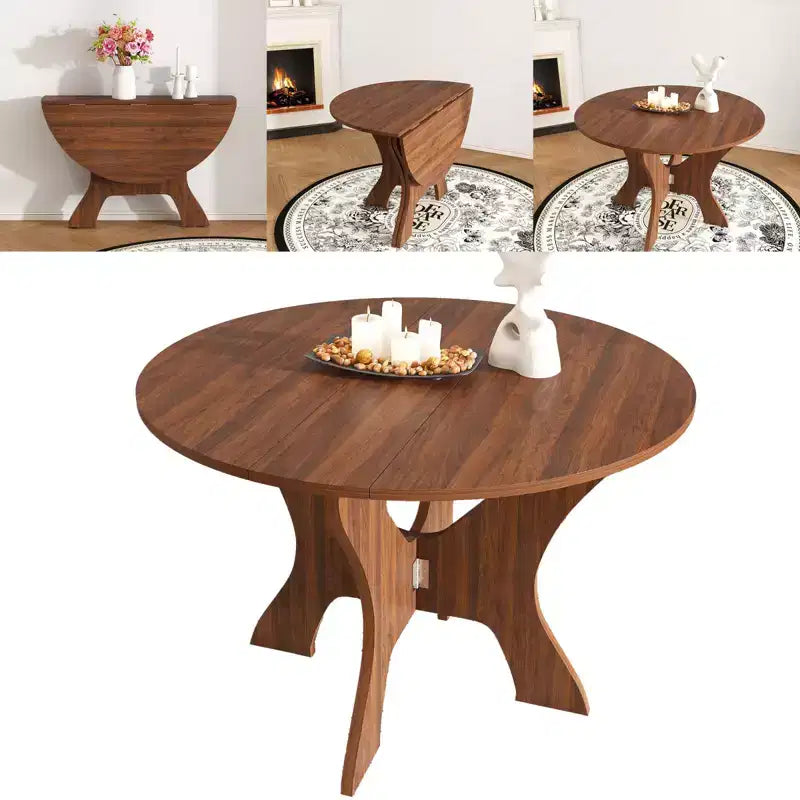 Table à manger pliable de 43 pouces en placage de chêne sauvage