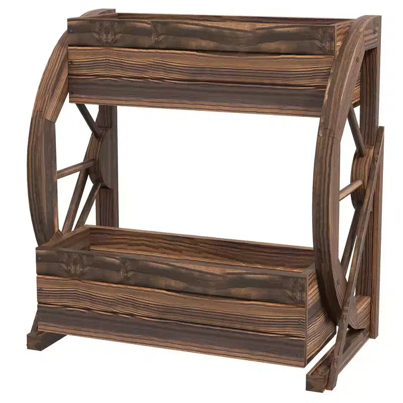 Jardinières en bois de style calèche, plates-bandes surélevées décoratives