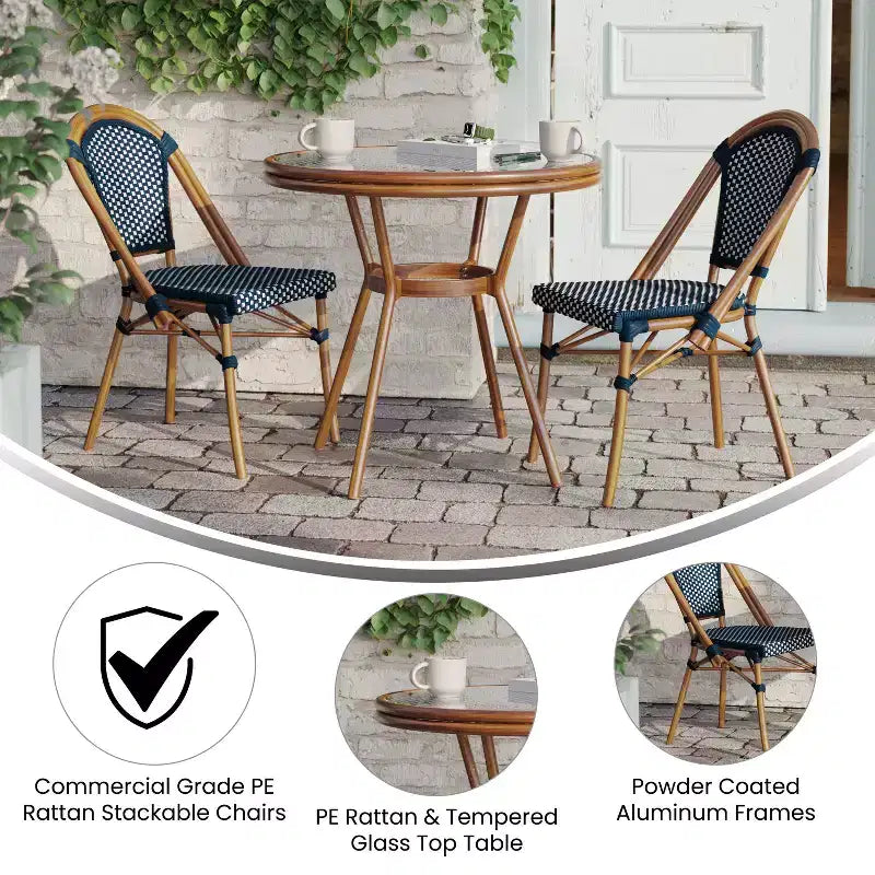 Table de style bistrot avec verre