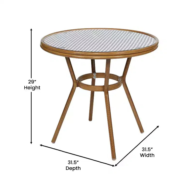 Table de style bistrot avec verre