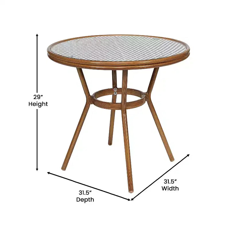 Table de style bistrot avec verre
